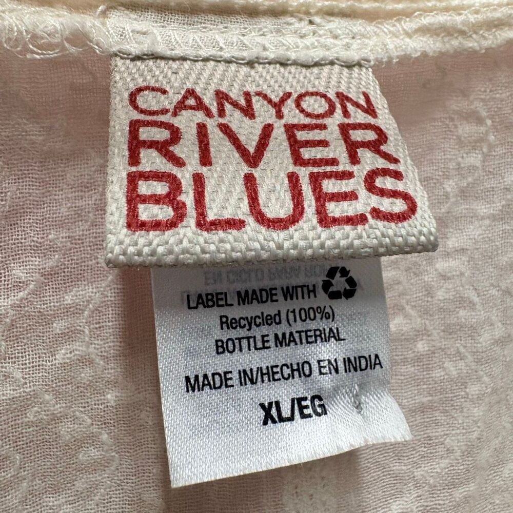 Canyon River Blues XL Cream Embroidered Lace Blouse Boho Colonial Romantic Artsy - Picture 3 of 10